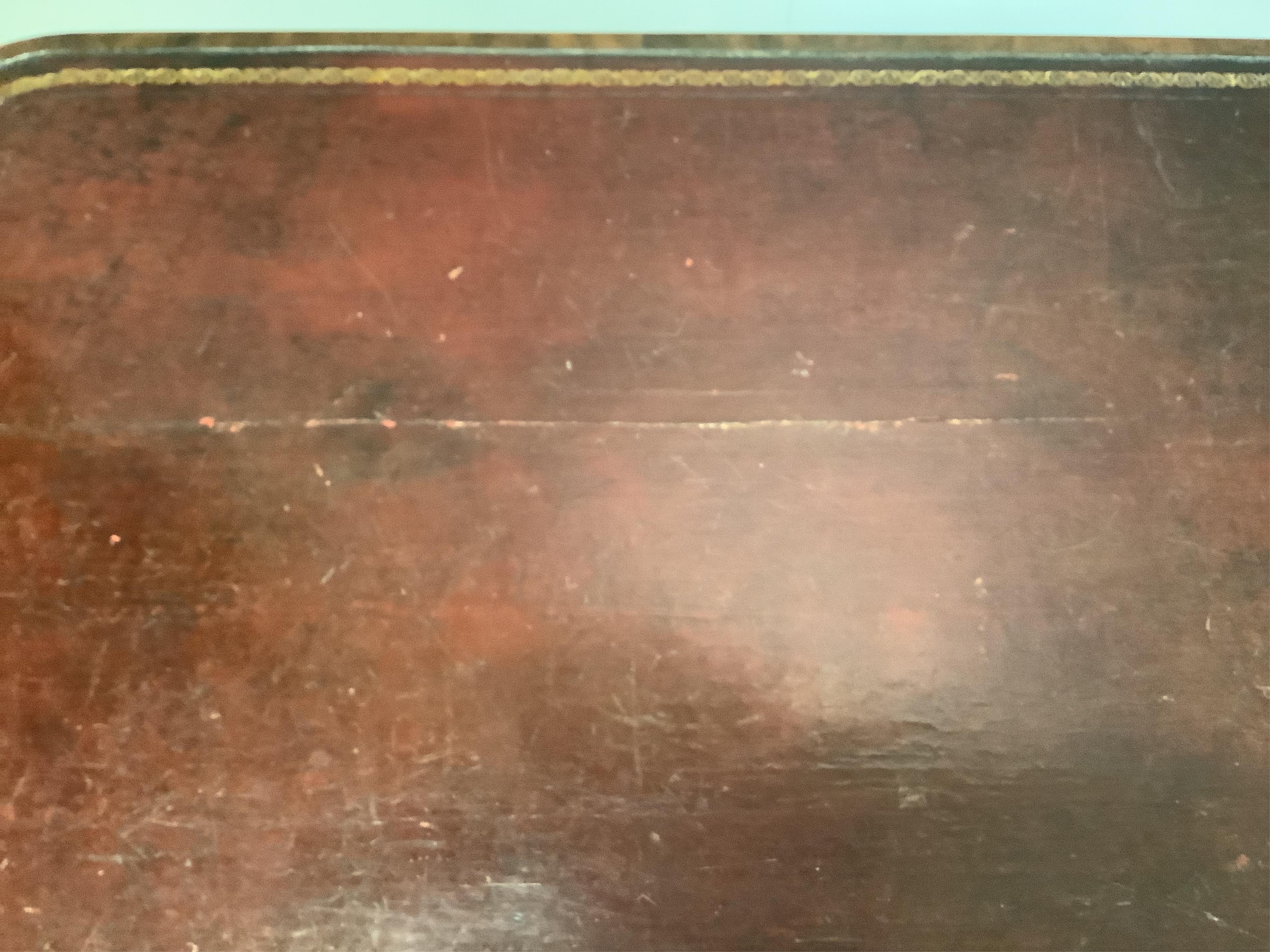 A George IV mahogany two drawer writing table, width 101cm, depth 61cm, height 73cm. Condition - fair